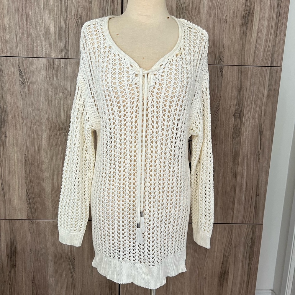 Saks Fifth Avenue Cream Knit Sweater Dress